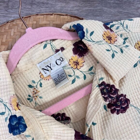 Vintage 90’s pal yellow floral thermal oversized button down shacket - Picture 5 of 5